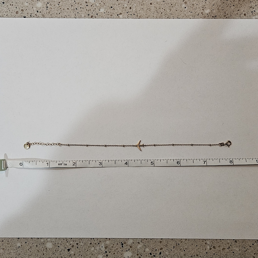 Vintage 80s Gold Plane Bracelet Travel Minimalist Casual Vacation Feminine - Picture 5 of 5
